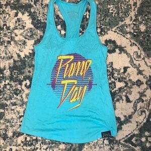 Grunt Style Blue Fitted Graphic Tank Top